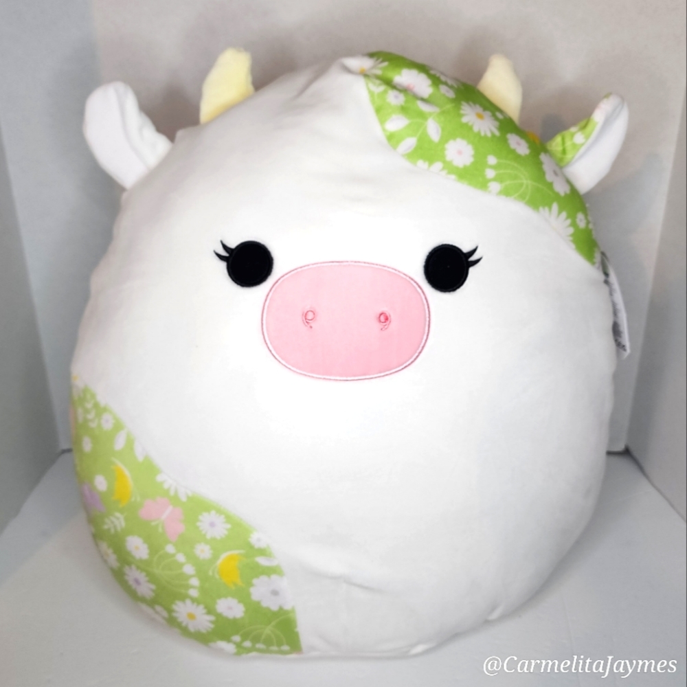 🐣 ADA 🐄 Green & White Cow w Flower & Butterfly Print Easter 2024 Squishmallow
